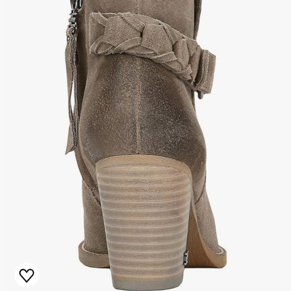 Sam Edelman Minetta Block Heel Almond Toe Ankle Boots Bootie Flint Grey Suede - Picture 9 of 11